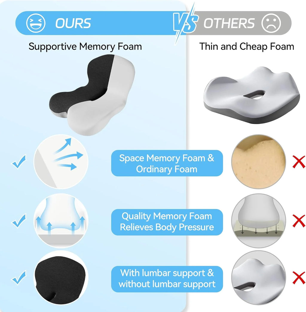 Transform Your Comfort: Memory Foam Lumbar Support Cushion for Car and Office