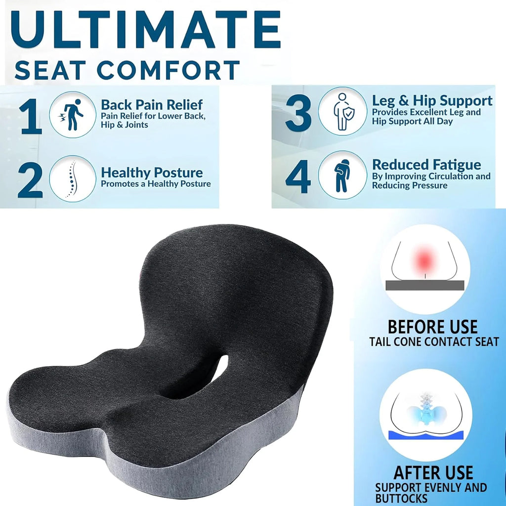 Transform Your Comfort: Memory Foam Lumbar Support Cushion for Car and Office
